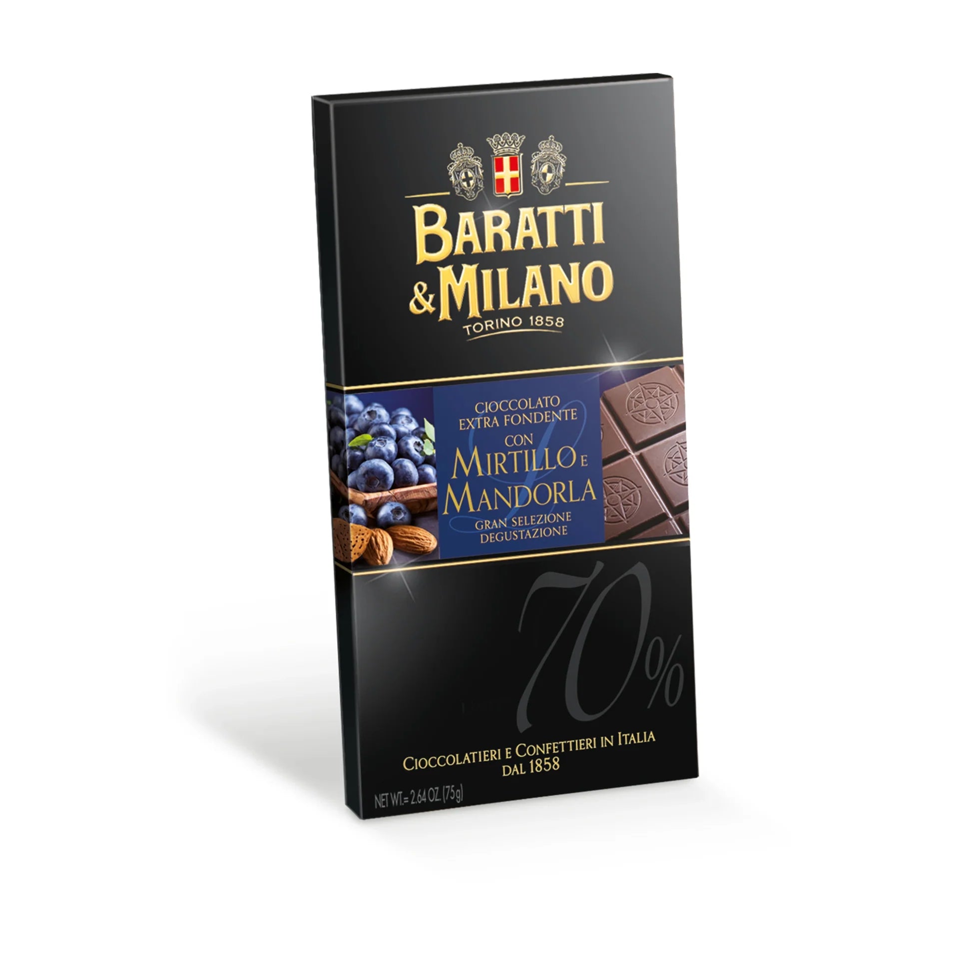 Tavoletta Extra Fondente 70% con Mirtilli 75g