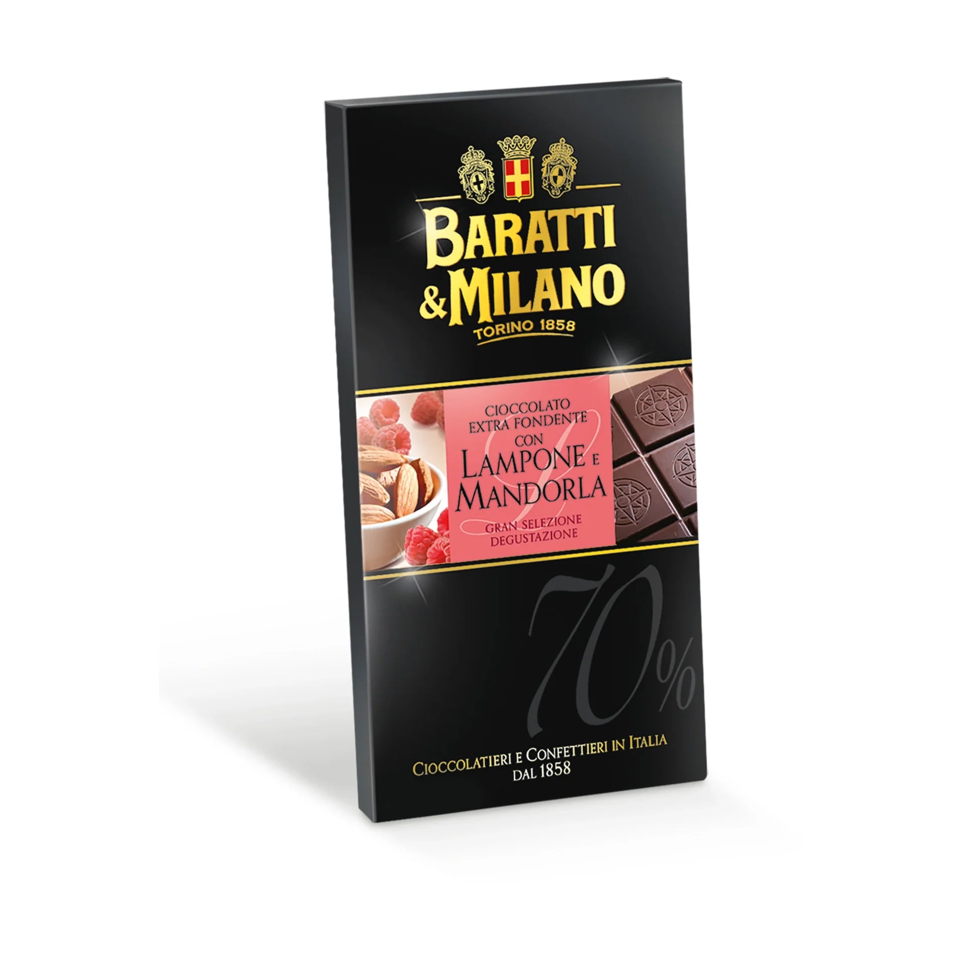 Tavoletta Extra Fondente 70% Lampone e Mandorle 75g